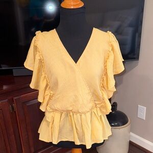 Yellow Ruffle Blouse by Umgee